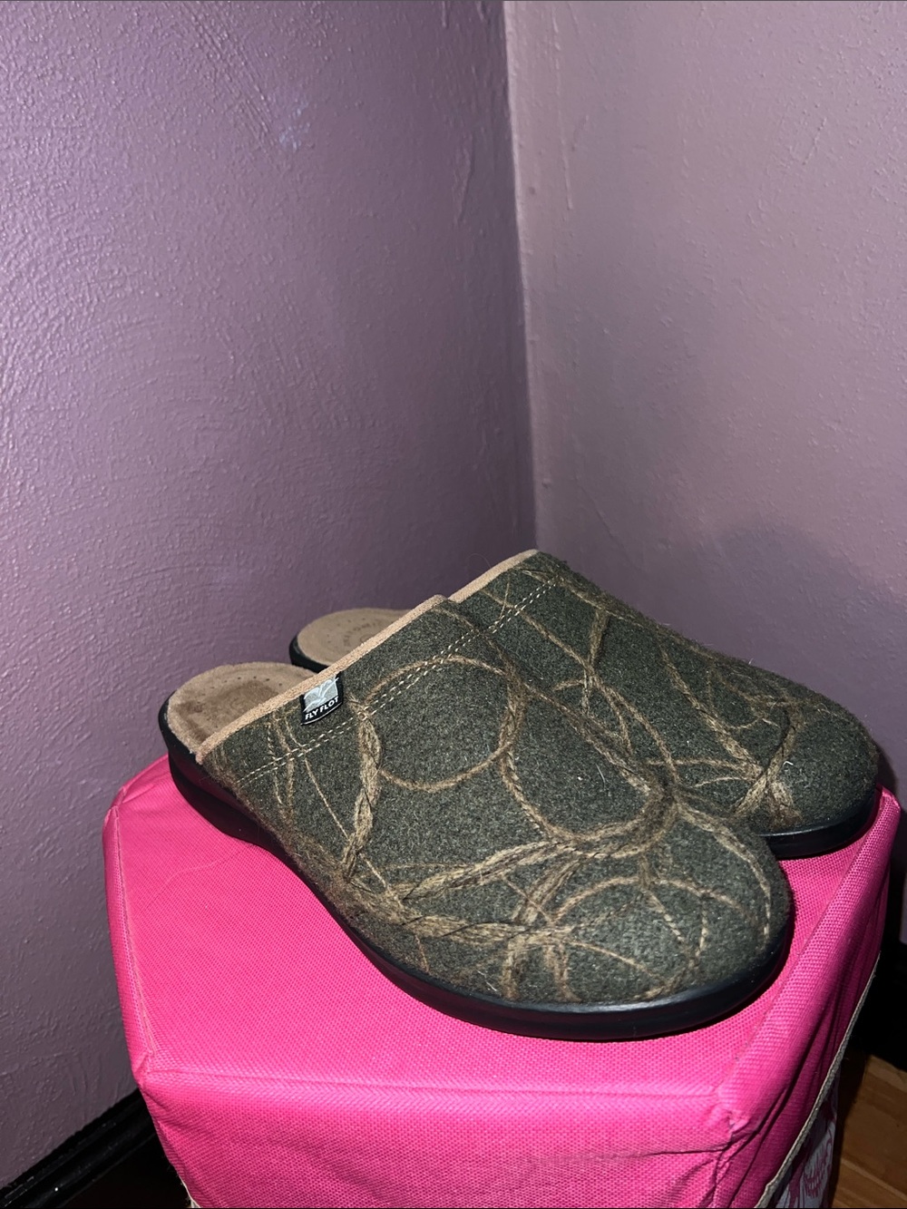 Fly Flot Green Wool Mules